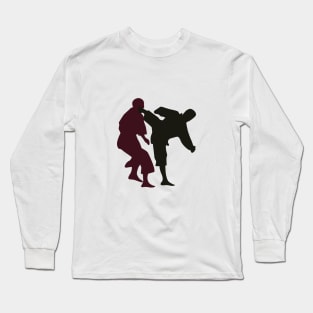 Silhouettes of Martial Artists Fighting Long Sleeve T-Shirt